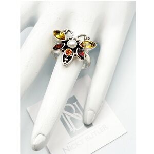🌟Nicky Butler 925 Sterling Silver Citrine Garnet Butterfly Ring Size 7 NEW